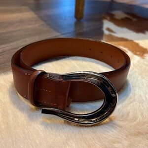 Leather Ralph Lauren Horseshoe Buckle Belt